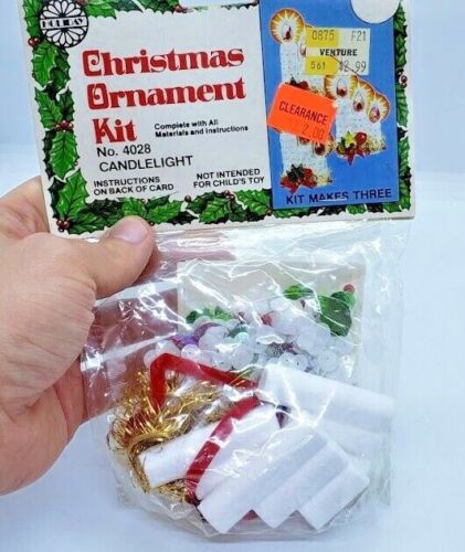 Walco Holiday CANDLELIGHT Vtg Sequin Bead Christmas Ornament Kit NOS MCM 