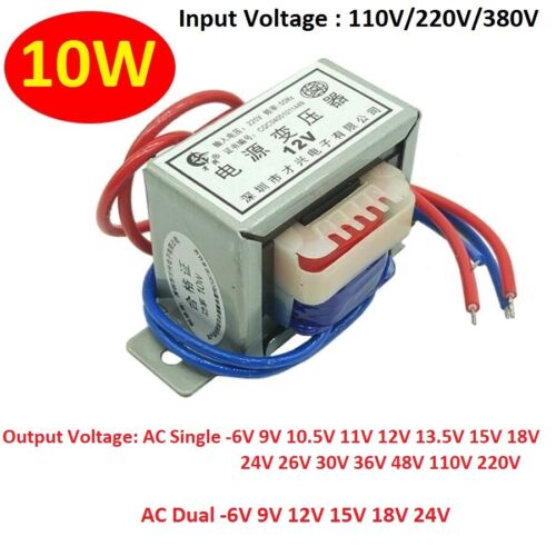 110V Output AC Single/Dual EI48 Power Transformer 10W/VA 220V TO 6V/9V/12V/15V 