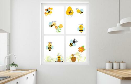 X22 bees /& flower Double-Sided Static Cling Window Stickers Decals CL5