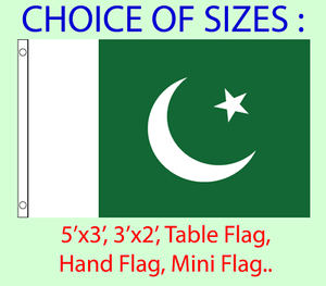 Hand Flag Pakistan Flag Choice of Polyester 5x3/' Table Flag.Free P/&P 3x2/'