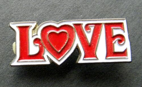 LOVE HEART VALENTINES SCRIPT LAPEL HAT PIN BADGE 1.1 INCHES 