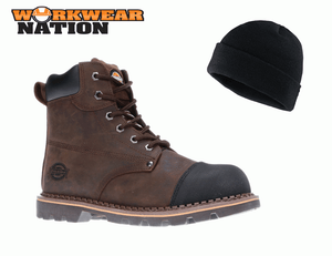Dickies Crawford Safety Boot in pelle punta in acciaio LAVORO WORKWEAR Marrone libero Beanie