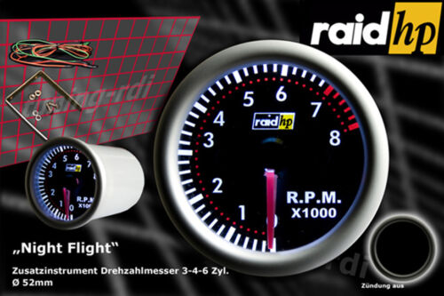 4 RAID hp Nightflight cuentarrevoluciones instrumento adicional para 3 y 6 cilindros