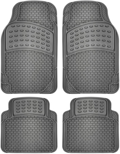 Car Floor Mats for All Weather Rubber 4pc Set Eagle Fit Heavy Duty Grey