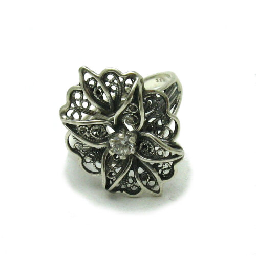 STERLING SILVER FILIGREE RING SOLID 925 WITH CUBIC ZIRCONIA R001509 EMPRESS 