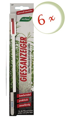 6 x WESTLAND® Gießanzeiger für Blumenerde Sparset 26 cm weiß