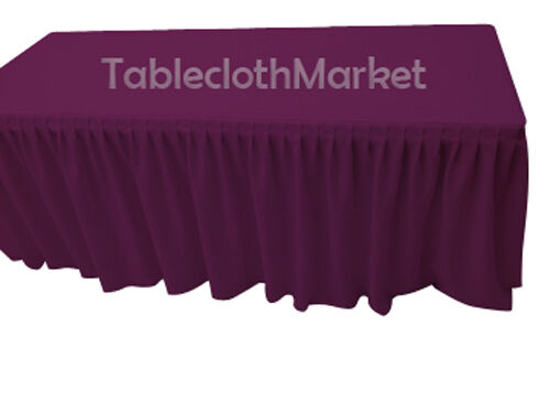5/' Fitted Polyester SINGLE Pleated Table Skirting Cover w//Top Topper 24 COLORS