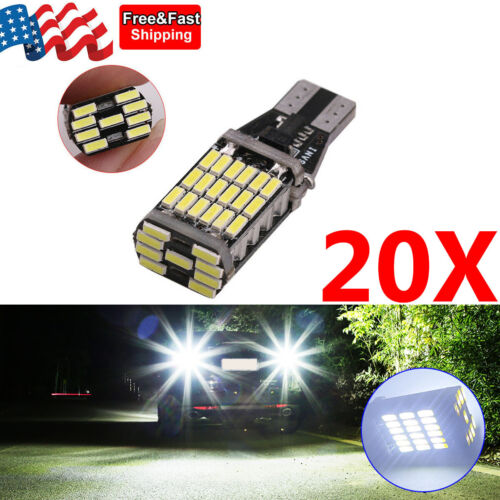 20x 45 SMD 4014 Error Free LED T15 W16W Car Reverse Back Light Bulb 6000K White 