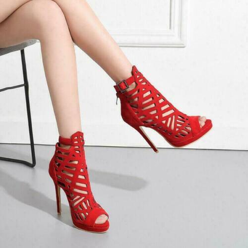 Details about  / Womens Sandals Hollow Out Stiletto High Heel Booties Gladiators Peep Toe Shoes