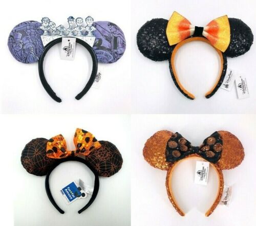 Disney Mickey Minnie Ears Halloween Haunted Mansion Candy Corn Headband Bow