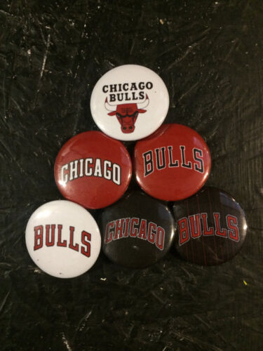 1.25/" Chicago Bulls pin back button set of 6