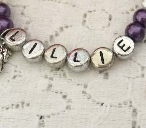 LOVE GLASS PEARL BEAD ELASTICATED BRACELET can be personalised