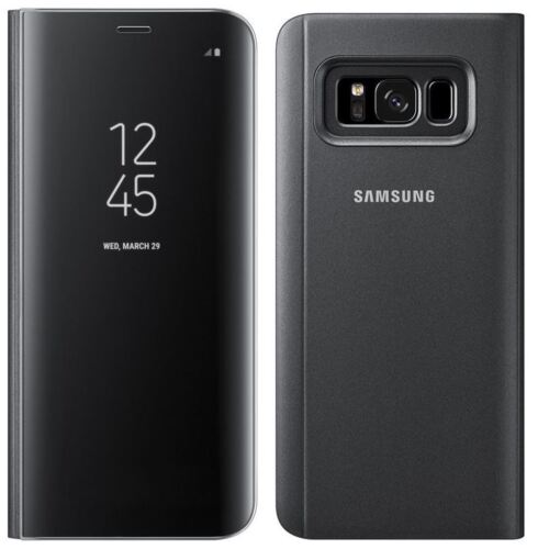 Nuevo Genuino samsung Galaxy S8 Claro de Vista Pie Funda Libro Cartera Negro