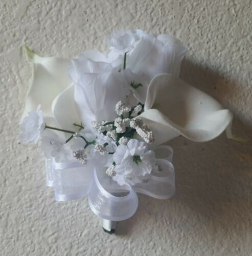 White Rose Calla Lily Bridal Wedding Bouquet Accessories 
