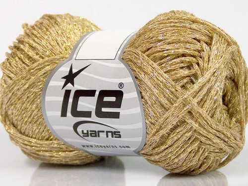 75/% Viscose 8 Skeins ICE Viscosa Stella Gold EVE YARN 25/% Metallic Lurex
