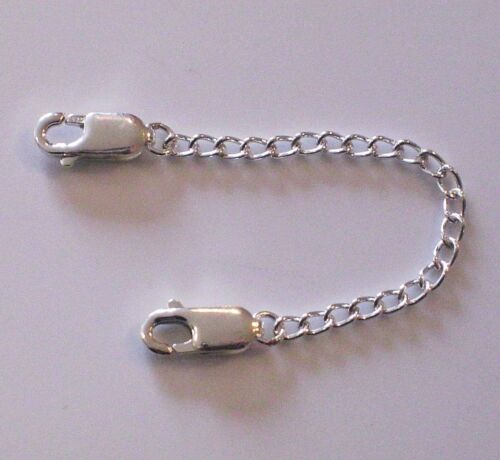 925 Sterling Silver Extender Safety Curb Chain 2 x Lobster Clasps MULTI SIZES