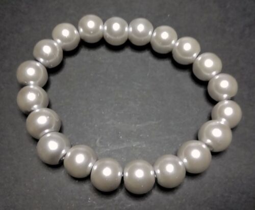 8mm Glass Pearl Elastic Stretchy Bracelets 50 colours