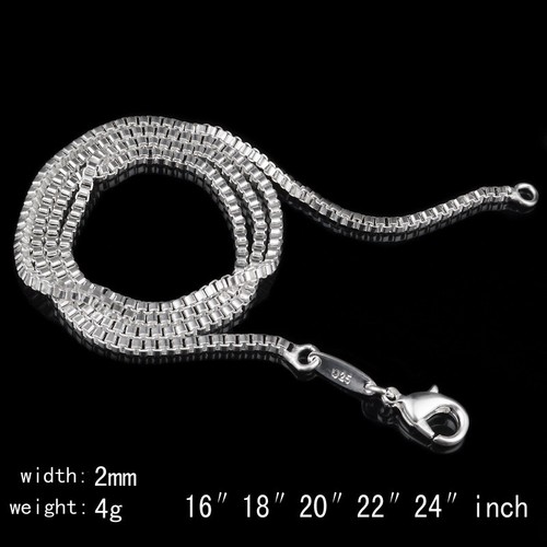 5 PCS Lots Xmas Jewelry Silver Box Chain Necklace 16-24 Inch For Pendants 2 MM