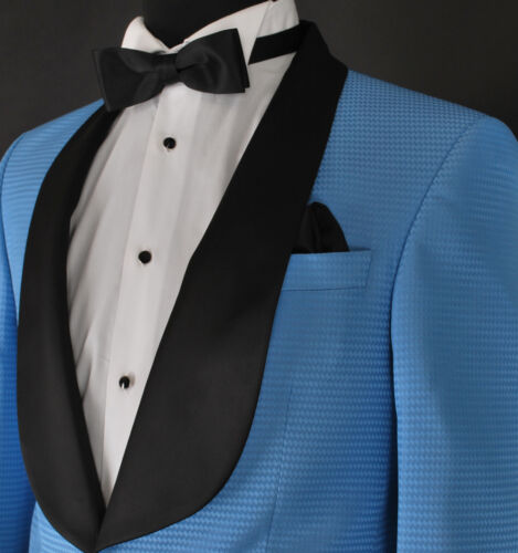 Señores traje chaqueta pantalón Designer esmoquin boda azul negro slim fit talla 48
