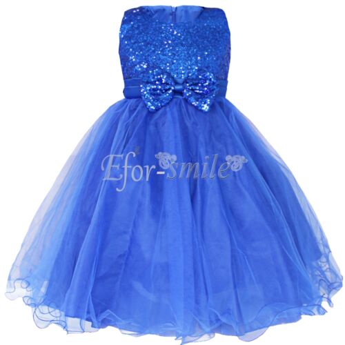 Kids Flower Girl Dress Princess Bow Wedding Pageant Communion Baptism Party Gown