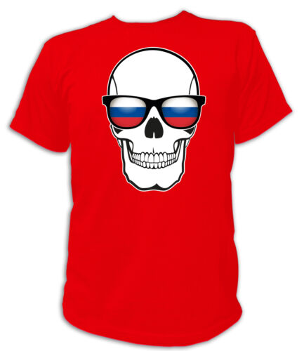 T-shirt skull Flag Glasses россия russie russia Moscou rus football socc