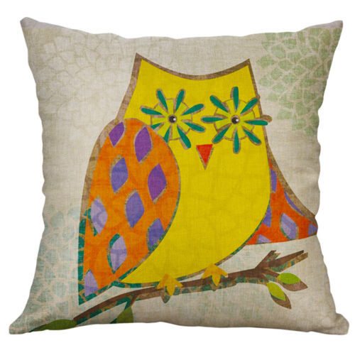 18/" Cartoon Owl Pinrting Cotton Linen Pillow Case Cushion Cover Sofa Home Decor