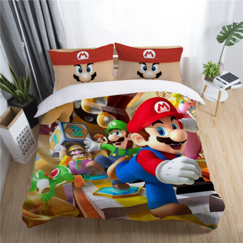 3D Kids Bedding Set Super Mario Game Party Quilt/Duvet/Doona Cover Pillowcase 
