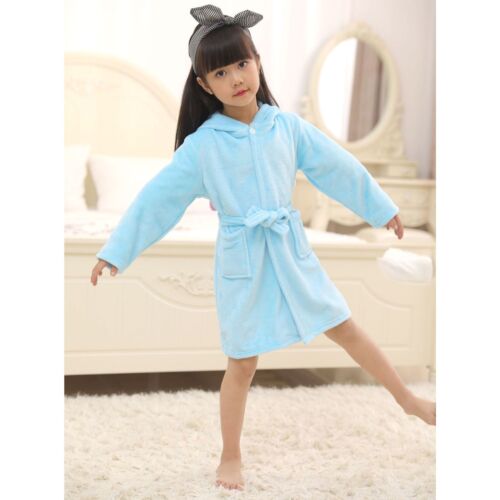 Boys Girls 3D Animal Unicorn Blue Bathrobe Fleece Dressing Gown Loungewear 2-13Y