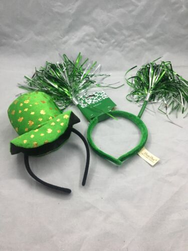 Patricks Day Green Hat Headband Irish Green Pom Pom Headband Set of 2 St
