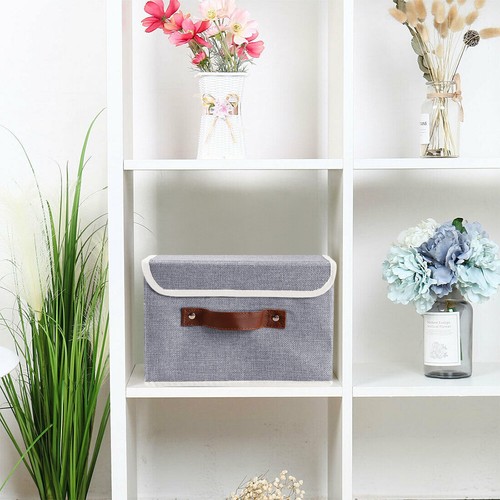 2Pcs Collapsible Storage Bins Box Cube w// Lid+Handle Organizer Container Fabric