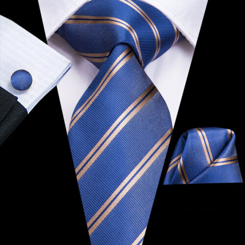 Silk Mens Ties Blue Red Green Striped Paisley Tie Necktie Pocket Square Set