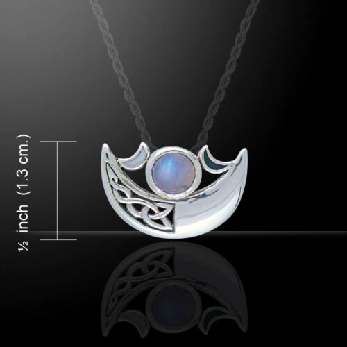 Peter Stone Crescent Moon .925 Sterling Silver Pendant Jewelry 