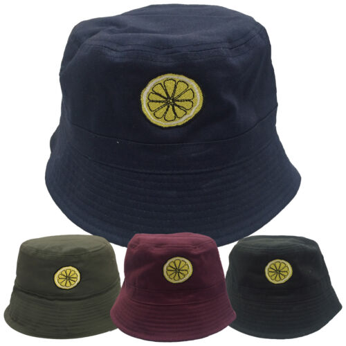 Black Lemon Embroidered Bucket Hat The Bands Tribute Olive Wine Stone