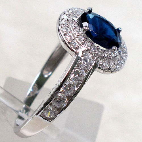 EXQUISITE 1.5 CT SAPPHIRE 925 STERLING SILVER RING SIZE 5-10