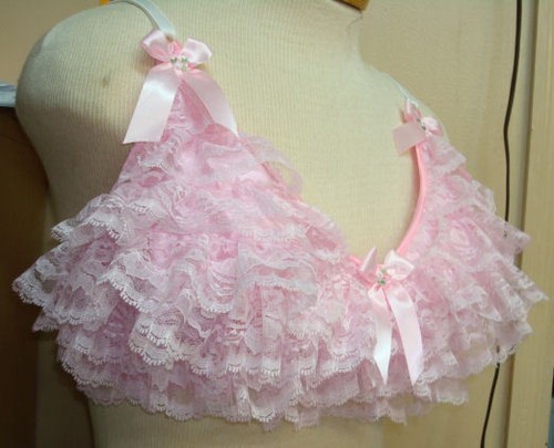 Very Sissy Rumba PINK Training BRA w lots of Lace Bra for men Cross Dresses