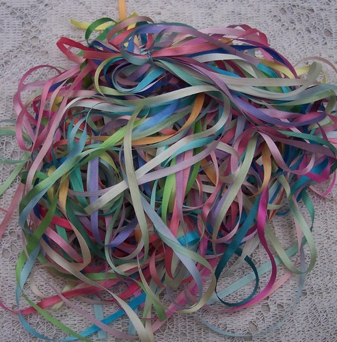 VARIEGATED EMBROIDERY 100 /% SILK RIBBON 4MM 50 YD ~ ASSORTMENT~