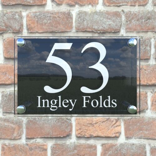 House Door Gate Number Plaque Wall Sign Name Plate  Acrylic Aluminium PR28WB