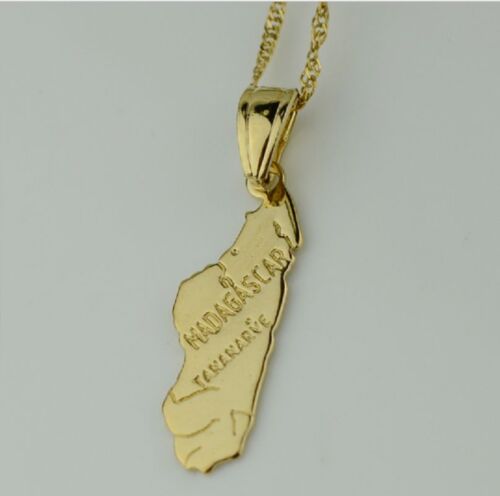 Madagascar Africa Map Country Malagasy 18K Gold plated Necklace Chain Pendant
