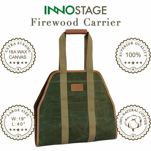 INNO STAGE Waxed Canvas Log Carrier Tote Bag,40/"X19/" Firewood Holder,Fireplace W