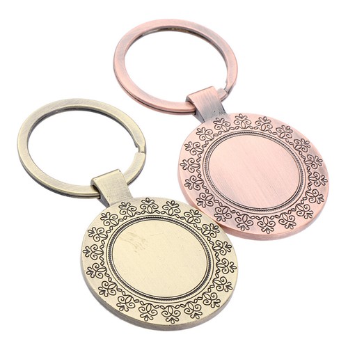 +Sliver Round Keychains Bag Charm Pendant Keyrings Cellphone Decor