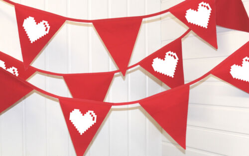Made in UK Valentine Heart Printed Bunting Party Love Wedding 5 Mtrs