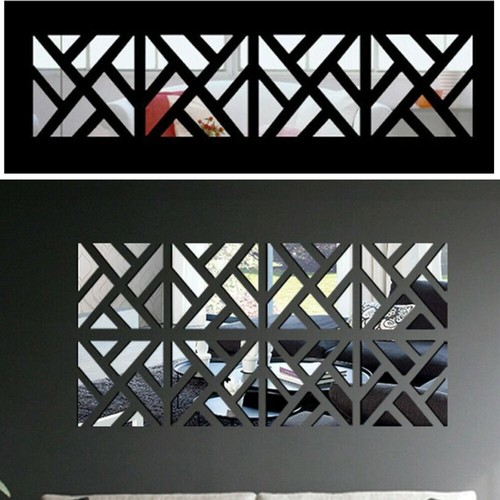 4 Fetta 3D Specchio Acrilico Muro Adesivo Fai da Te Arte Vinile Calcomania Casa