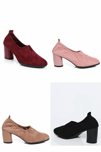 New Womens Mid Block Heel Ankle Boots Ladies Comfy Top Stretch Shoes UK Size 3-8