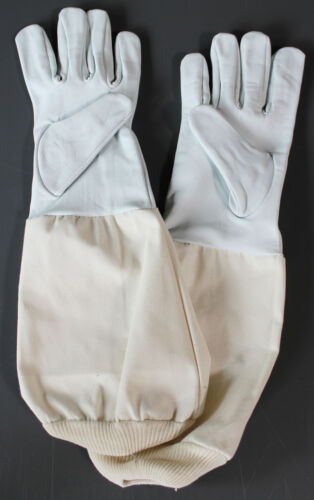1 Paar lange Imkerhandschuhe mit Stoffstulpe echt Leder Imkerschutzhandschuhe 
