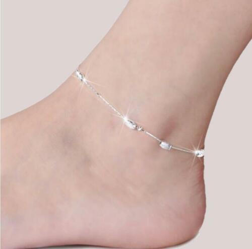 Details about  / Women‘s Silver SP 4 Beads Foot Ankle Bracelet Anklet 8+1.5/" A13