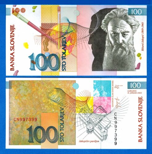 Slovenia P-31 100 Tolarjev Year 15.1.2003 Uncirculated Banknote