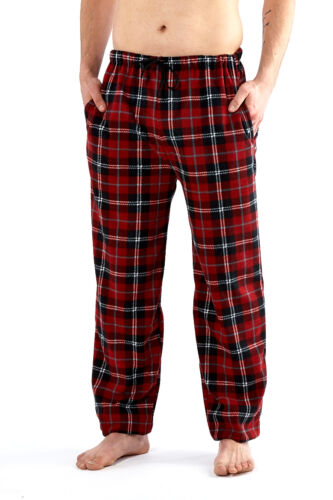Mens Fleece Tartan Check Pj Pyjama Pants Lounge Wear Soft Bottoms Trousers S-XXL 
