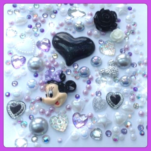 Disney Minnie Mouse tema Gema Cabujón Púrpura /& Perla Flatbacks Para Decoden #3