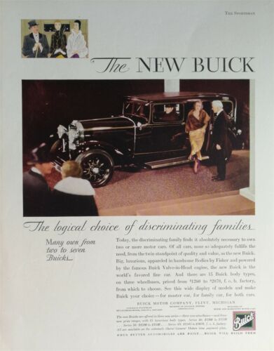 Vintage 1930 New Buick Sedan Full Page Original Color Art Deco Ad 