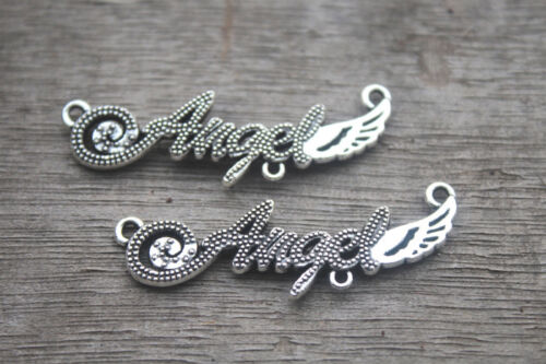 15pcs Angel charms Silver tone letters Angels Signs Charm Pendants 43x13mm 